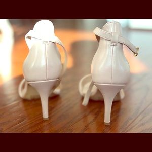 Pale pink like nude sling sandals pencil heels